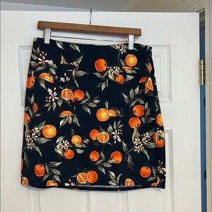 Floral Orange Print Skirt